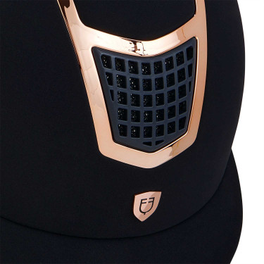 Casque Eclipse en velours uni (3 rembourrages) Equestro Marine / rose gold Bleu marine