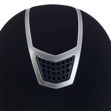 Casque Eclipse en velours uni (3 rembourrages) Equestro Marine / argent Bleu