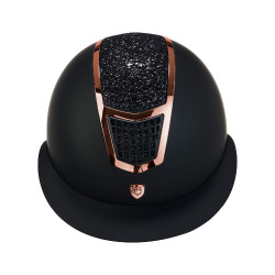 Casque Eclipse avec strass et visière large (3 rembourrages) Equestro Noir / rose gold