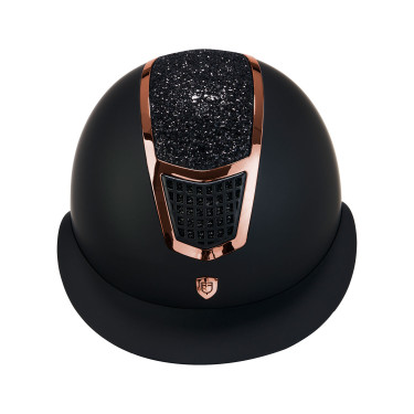 Casque Eclipse avec strass et visière large (3 rembourrages) Equestro Noir / rose gold