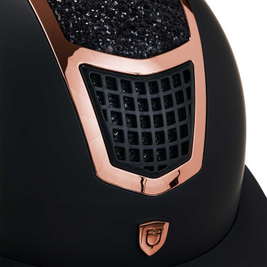 Eclipse-helm met strass en brede klep (3 voeringen) Equestro Zwart / roségoud