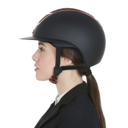 Eclipse-helm met strass en brede klep (3 voeringen) Equestro Zwart / roségoud
