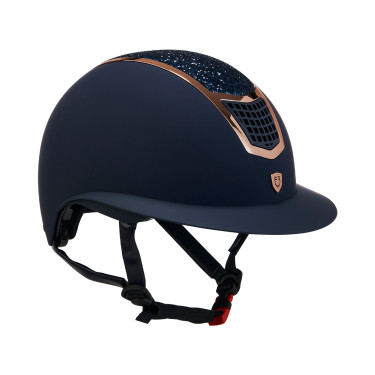 Casque Eclipse avec strass et visière large (3 rembourrages) Equestro Marine / rose gold Bleu marine
