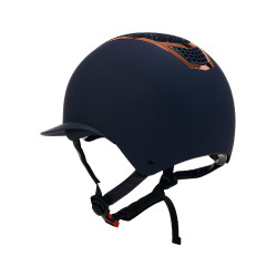 Eclipse-helm met strass en brede klep (3 voeringen) Equestro Marine / roségoud Marineblauw