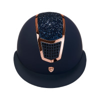 Eclipse-helm met strass en brede klep (3 voeringen) Equestro Marine / roségoud Marineblauw