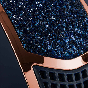 Casque Eclipse avec strass et visière large (3 rembourrages) Equestro Marine / rose gold Bleu marine