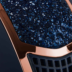 Eclipse-helm met strass en brede klep (3 voeringen) Equestro Marine / roségoud Marineblauw