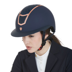 Casque Eclipse avec strass et visière large (3 rembourrages) Equestro Marine / rose gold Bleu marine