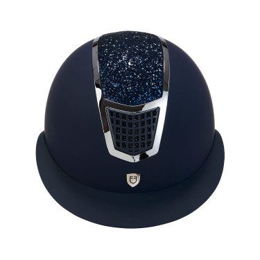 Casque Eclipse avec strass et visière large (3 rembourrages) Equestro Marine / argent Bleu