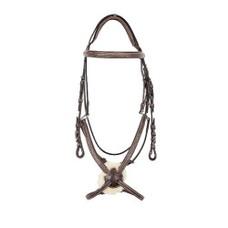 Bride avec muserolle mexicaine et mouton synthétique Equestro Marron foncé