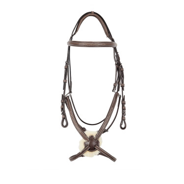Bride avec muserolle mexicaine et mouton synthétique Equestro Marron foncé