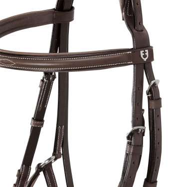 Bride avec muserolle mexicaine et mouton synthétique Equestro Marron foncé