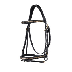Bride anglaise en cuir clincher sans rênes Equestro Noir Bride anglaise en cuir clincher sans rênes Equestro Noir