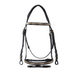 Bride anglaise en cuir clincher sans rênes Equestro Noir Bride anglaise en cuir clincher sans rênes Equestro Noir