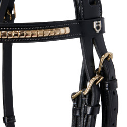 Bride anglaise en cuir clincher sans rênes Equestro Noir Bride anglaise en cuir clincher sans rênes Equestro Noir
