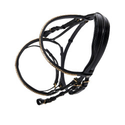 Bride anglaise en cuir clincher sans rênes Equestro Noir Bride anglaise en cuir clincher sans rênes Equestro Noir