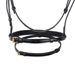 Engelse lederen hoofdstel clincher zonder teugels Equestro Zwart