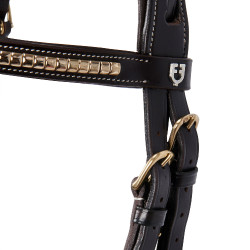 Bride anglaise en cuir clincher sans rênes Equestro Marron foncé