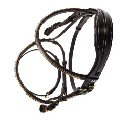 Bride anglaise en cuir clincher sans rênes Equestro Marron foncé