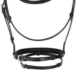 Bride anglaise en cuir clincher couleur or rose sans rênes Equestro Noir Bride anglaise en cuir clincher couleur or rose sans rênes Equestro Noir