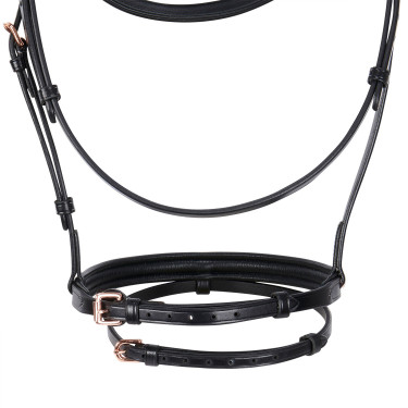 Bride anglaise en cuir clincher couleur or rose sans rênes Equestro Bride anglaise en cuir clincher couleur or rose sans rênes Equestro