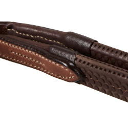 Bride anglaise en cuir avec surpiqûres contrastées Stitched Equestro Cognac