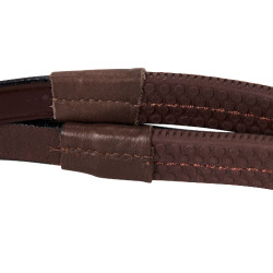 Bride anglaise en cuir avec rênes en caoutchouc Genesis Equestro Marron foncé