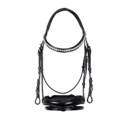 Bride anglaise en cuir avec paillettes sans rênes Equestro Noir Bride anglaise en cuir avec paillettes sans rênes Equestro Noir