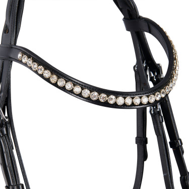 Bride anglaise en cuir avec paillettes sans rênes Equestro Noir Bride anglaise en cuir avec paillettes sans rênes Equestro Noir