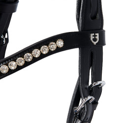 Bride anglaise en cuir avec paillettes sans rênes Equestro Noir Bride anglaise en cuir avec paillettes sans rênes Equestro Noir