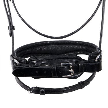 Engelse leren hoofdstel met glitters zonder teugels Equestro Zwart