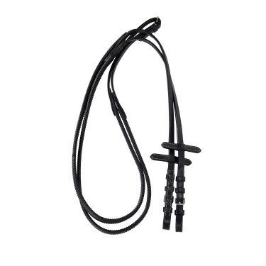 Engelse leren hoofdstel met Deco Equestro borduursels Zwart