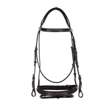Bride anglaise en cuir avec broderies Deco Equestro Marron foncé