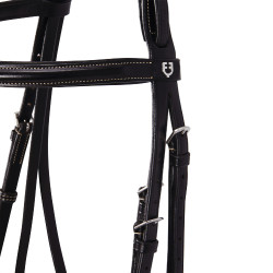 Bride anglaise en cuir avec broderies Deco Equestro Marron foncé