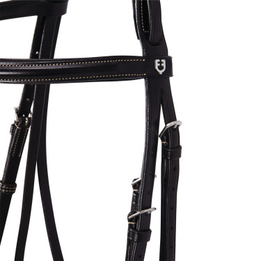 Bride anglaise en cuir avec broderies Deco Equestro Marron foncé