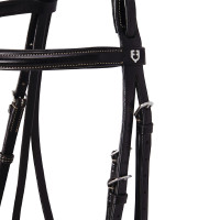 Engelse leren hoofdstel met Deco Equestro borduursels Donkerbruin