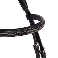 Bride anglaise en cuir avec broderies Deco Equestro Marron foncé