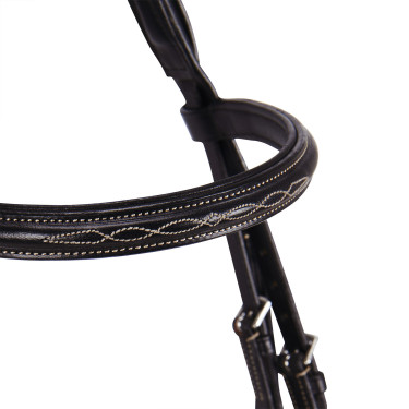 Bride anglaise en cuir avec broderies Deco Equestro Marron foncé