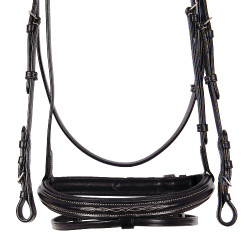 Bride anglaise en cuir avec broderies Deco Equestro Marron foncé
