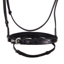 Bride anglaise en cuir avec broderies Deco Equestro Marron foncé