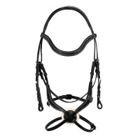 Bride anatomique en cuir mexicain Equestro Noir