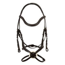 Bride anatomique en cuir mexicain Equestro Marron foncé
