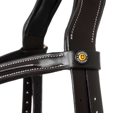 Bride anatomique en cuir mexicain Equestro Marron foncé