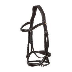 Bride anatomique avec surpiqûres contrastantes Micklem Equestro Marron foncé
