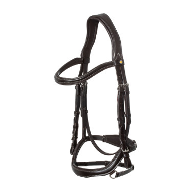 Bride anatomique avec surpiqûres contrastantes Micklem Equestro Marron foncé