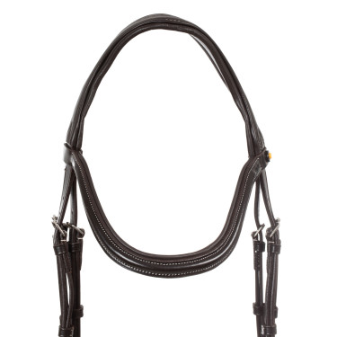 Bride anatomique avec surpiqûres contrastantes Micklem Equestro Marron foncé