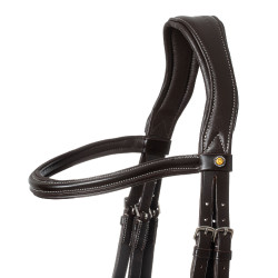 Bride anatomique avec surpiqûres contrastantes Micklem Equestro Marron foncé