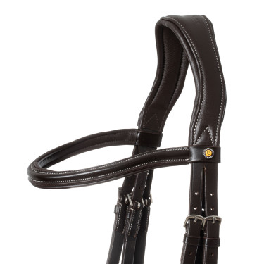 Bride anatomique avec surpiqûres contrastantes Micklem Equestro Marron foncé