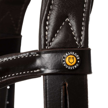 Anatomisch hoofdstel met contrasterende stiksels Micklem Equestro Donkerbruin
