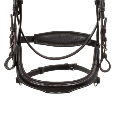 Bride anatomique avec surpiqûres contrastantes Micklem Equestro Marron foncé